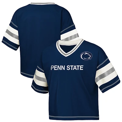 T-shirt col V bleu marine pour jeunes filles Outerstuff, maillot des Nittany Lions de l'équipe football Penn State