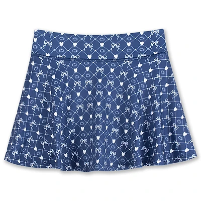 Girls Youth ZooZatz Navy Penn State Nittany Lions All-Over Print Bow Team Logo Skort