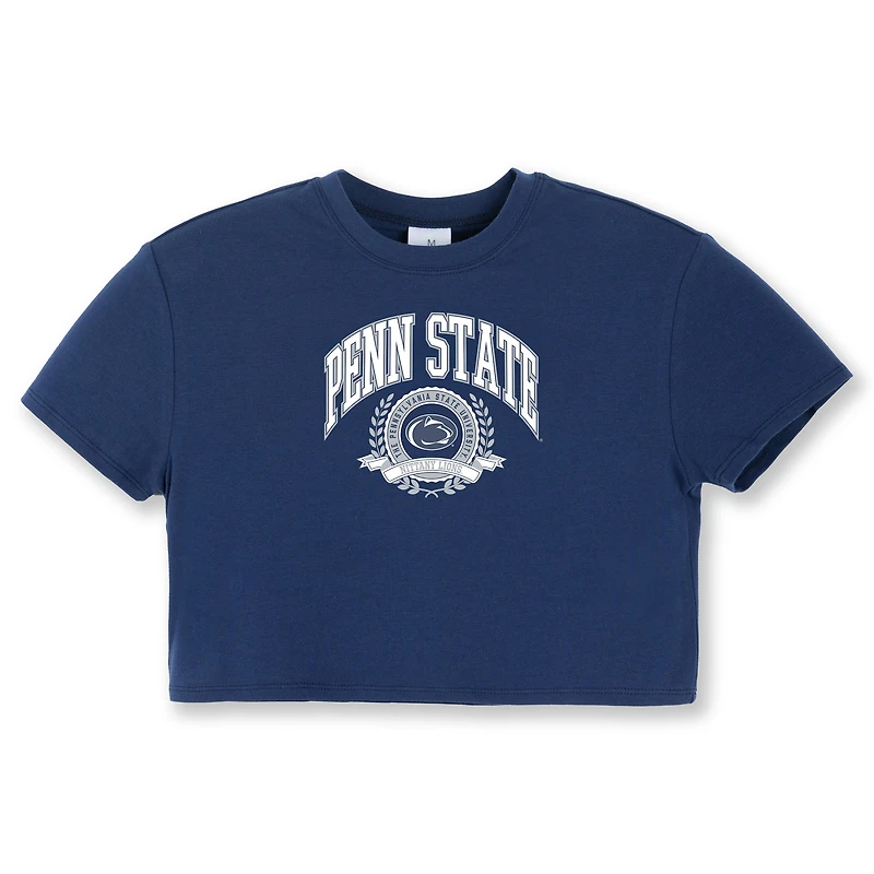 T-shirt court bleu marine ZooZatz pour jeunes filles, Penn State Nittany Lions Laurels, à trois couleurs