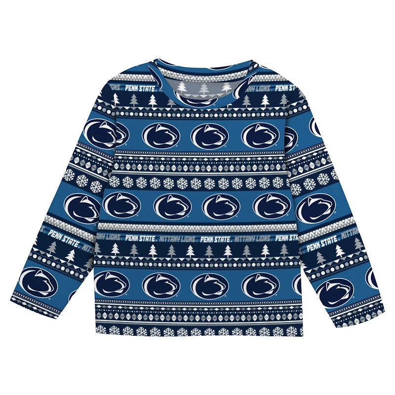 Infant & Newborn Outerstuff Navy Penn State Nittany Lions Ugly Sweater Pajama Set