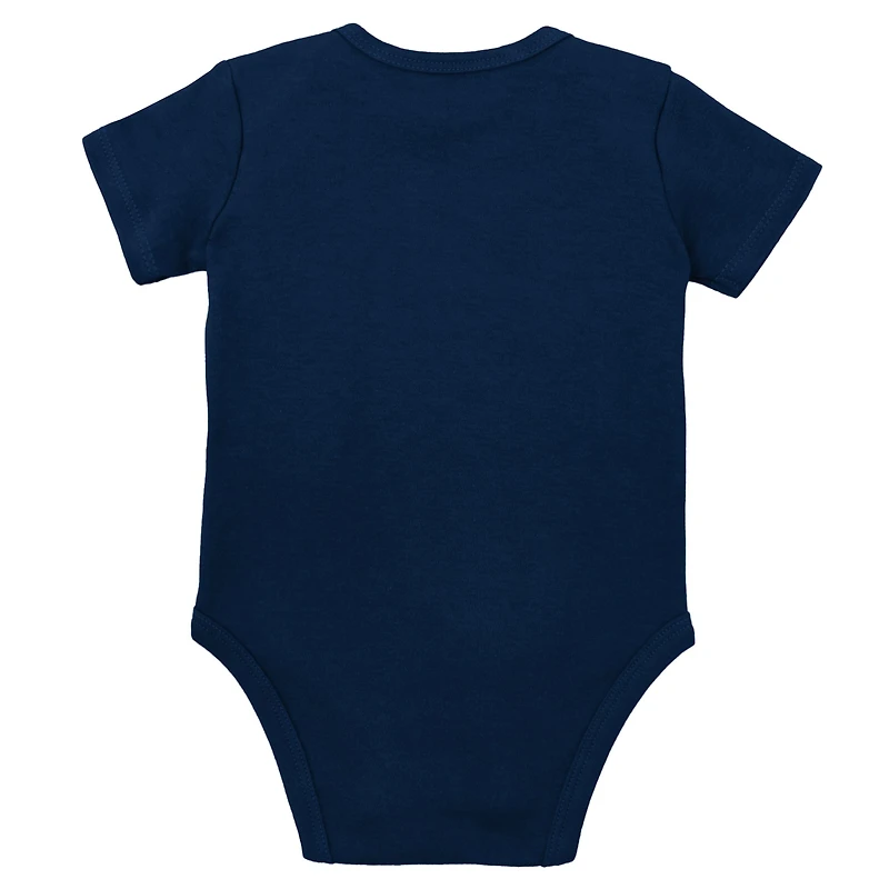 Ensemble de 3 bodys, bavoirs et chaussons Mitchell & Ness Penn State Nittany Lions bleu marine/blanc pour bébé