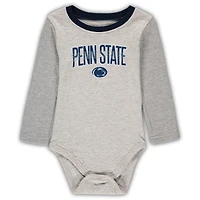 Infantile Wes & Willy gris chiné/bleu marine Penn State Nittany Lions Jie ensemble body et pantalon à manches longues