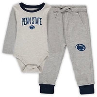 Infantile Wes & Willy gris chiné/bleu marine Penn State Nittany Lions Jie ensemble body et pantalon à manches longues