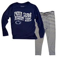 Ensemble haut à manches longues et leggings rayés tri-blend pour bébé Wes & Willy Penn State Nittany Lions