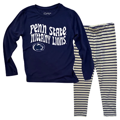 Ensemble haut à manches longues et leggings rayés tri-blend pour bébé Wes & Willy Penn State Nittany Lions