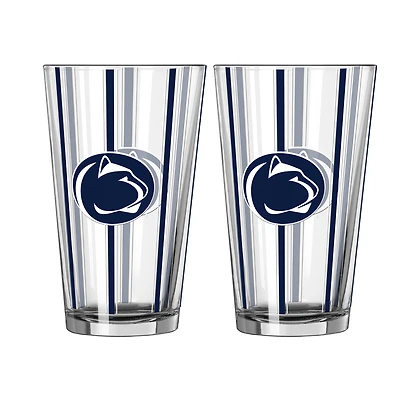 Logo Brands Penn State Nittany Lions Two-Piece 16oz. Striped Pint Glass Set