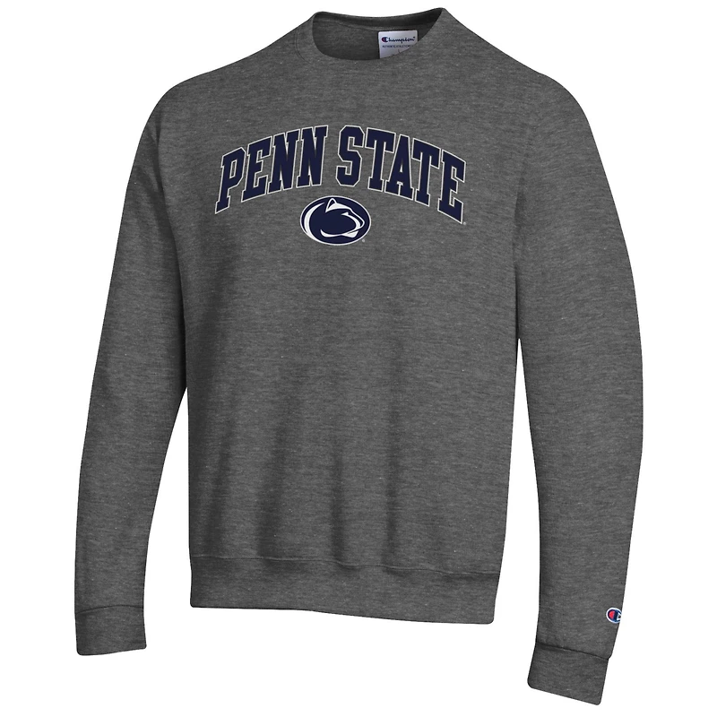 Men's Champion  Heather Charcoal Penn State Nittany Lions Arch Over Logo Pullover Sweatshirt