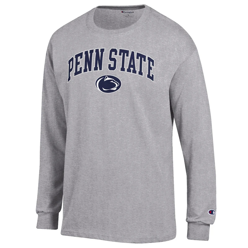 Men's Champion  Heather Gray Penn State Nittany Lions Arch Over Logo Long Sleeve T-Shirt