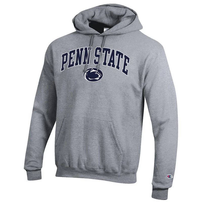Men's Champion  Heather Gray Penn State Nittany Lions Arched Logo Fleece Pullover Hoodie