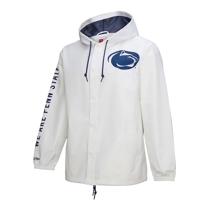 Veste à capuche entièrement boutonnée pour homme Mitchell & Ness Penn State Nittany Lions Coaches blanche