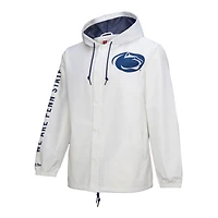 Veste à capuche entièrement boutonnée pour homme Mitchell & Ness Penn State Nittany Lions Coaches blanche