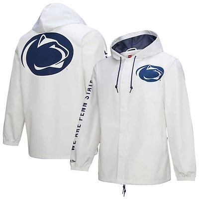 Veste à capuche entièrement boutonnée pour homme Mitchell & Ness Penn State Nittany Lions Coaches blanche