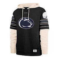 Men's '47  Black Penn State Nittany Lions Split Zone Cornerback Lacer Pullover Hoodie