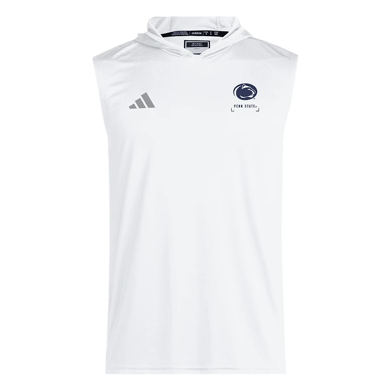 Men's adidas White Penn State Nittany Lions D4T Sleeveless Hoodie