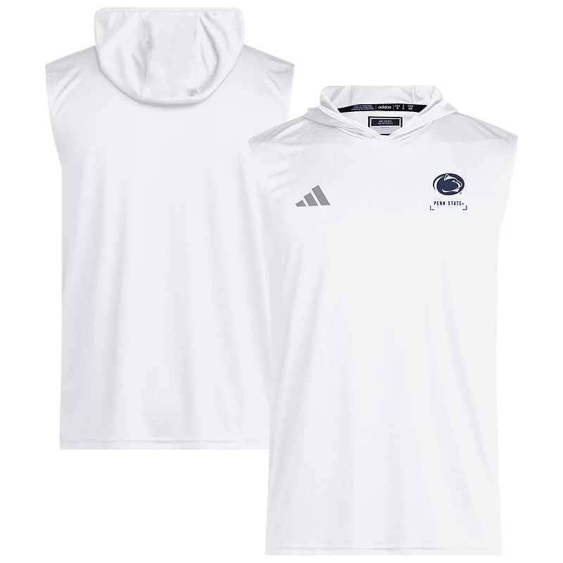 Men's adidas White Penn State Nittany Lions D4T Sleeveless Hoodie