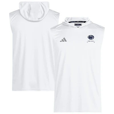 Men's adidas White Penn State Nittany Lions D4T Sleeveless Hoodie