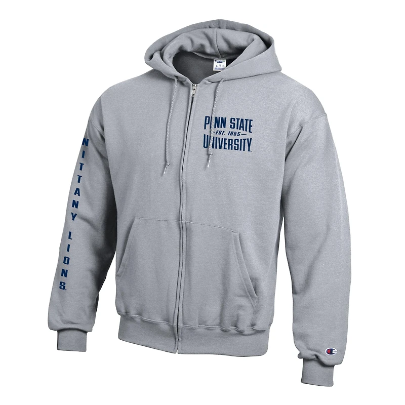 Men's Champion  Gray Penn State Nittany Lions Varsity Powerblend Full-Zip Fleece Hoodie