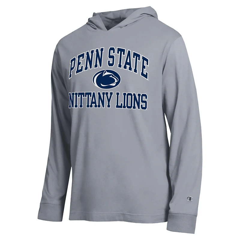 Men's Champion  Heather Gray Penn State Nittany Lions High Motor All-Star Long Sleeve Hooded T-Shirt