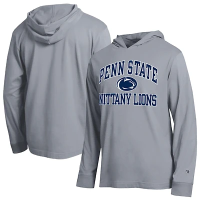 Men's Champion  Heather Gray Penn State Nittany Lions High Motor All-Star Long Sleeve Hooded T-Shirt