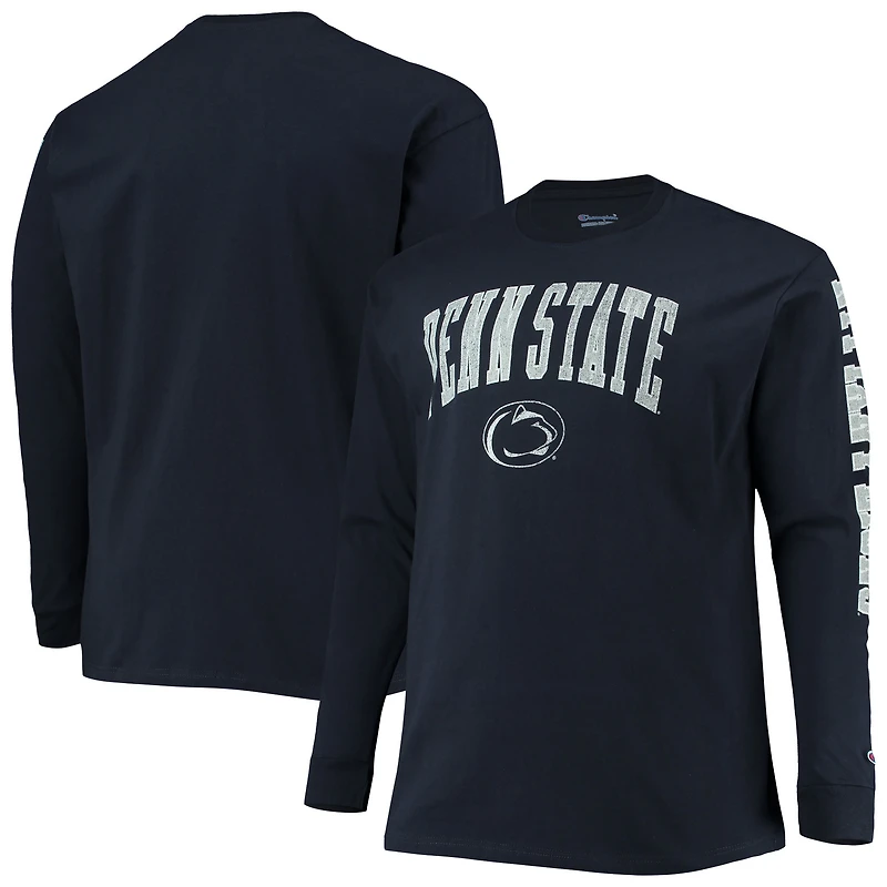 T-shirt à manches longues Champion Navy Penn State Nittany Lions pour homme, grandes tailles, 2 touches
