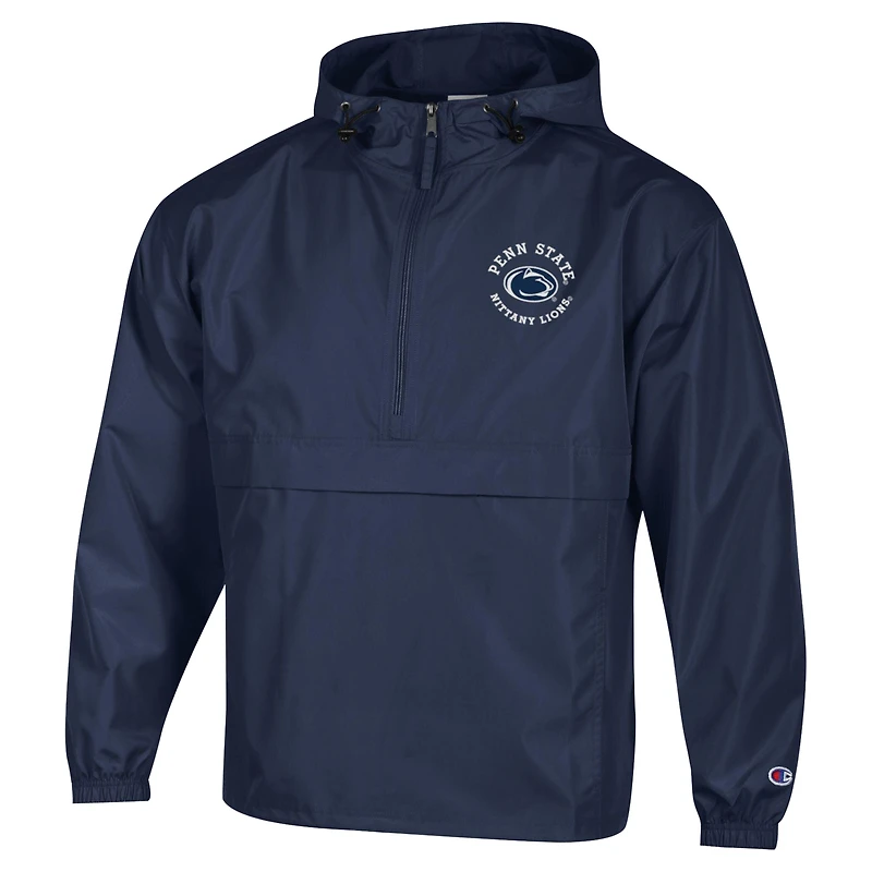 Men's Champion  Navy Penn State Nittany Lions Packable Hooded Windbreaker Half-Zip Jacket