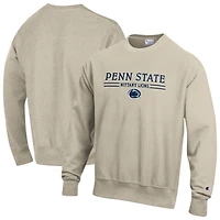 Men's Champion Oatmeal Penn State Nittany Lions Reverse Weave Crewneck Sweatshirt