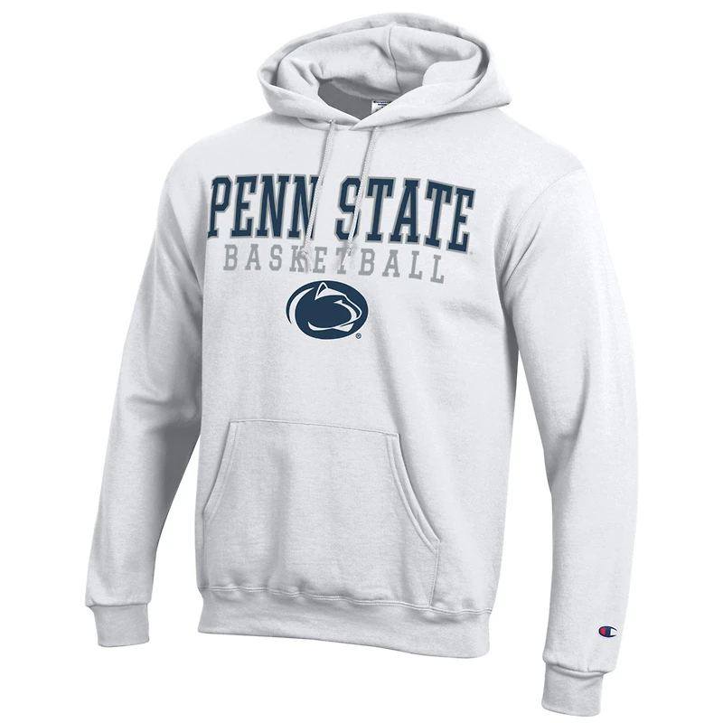Men's Champion White Penn State Nittany Lions Basketball Stack Pullover Hoodie
