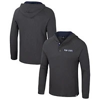 Men's Colosseum  Charcoal Penn State Nittany Lions Dujour Ralgan Long Sleeve Henley Hoodie T-Shirt