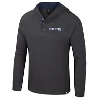 Men's Colosseum  Charcoal Penn State Nittany Lions Dujour Ralgan Long Sleeve Henley Hoodie T-Shirt