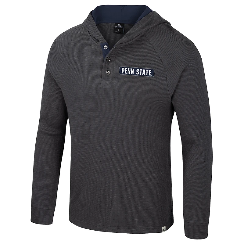 T-shirt à capuche manches longues Henley Dujour Ralgan pour homme, anthracite, Penn State Nittany Lions