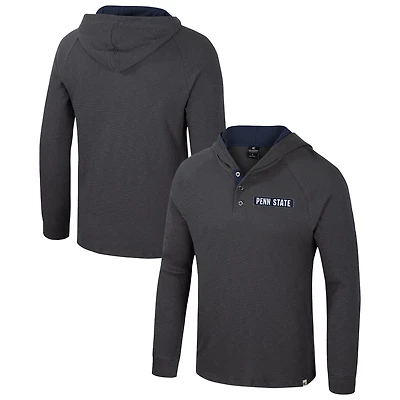 T-shirt à capuche manches longues Henley Dujour Ralgan pour homme, anthracite, Penn State Nittany Lions