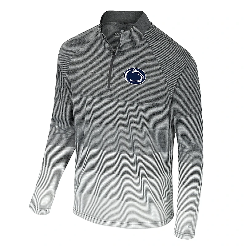 Coupe-vent à glissière quart de zip en maille rayée raglan Penn State Nittany Lions AI pour homme, gris Colosseum