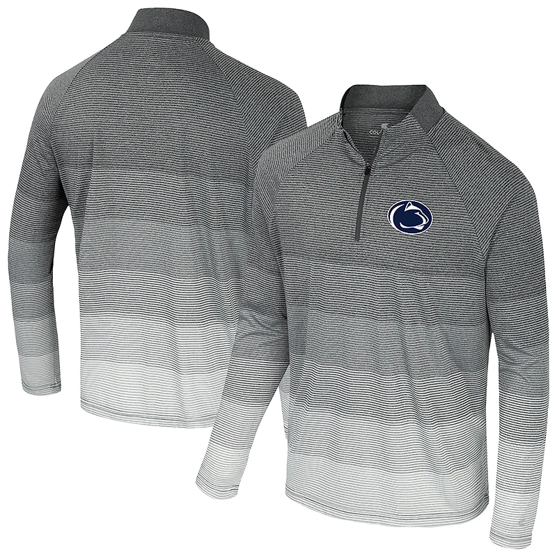 Coupe-vent à glissière quart de zip en maille rayée raglan Penn State Nittany Lions AI pour homme, gris Colosseum