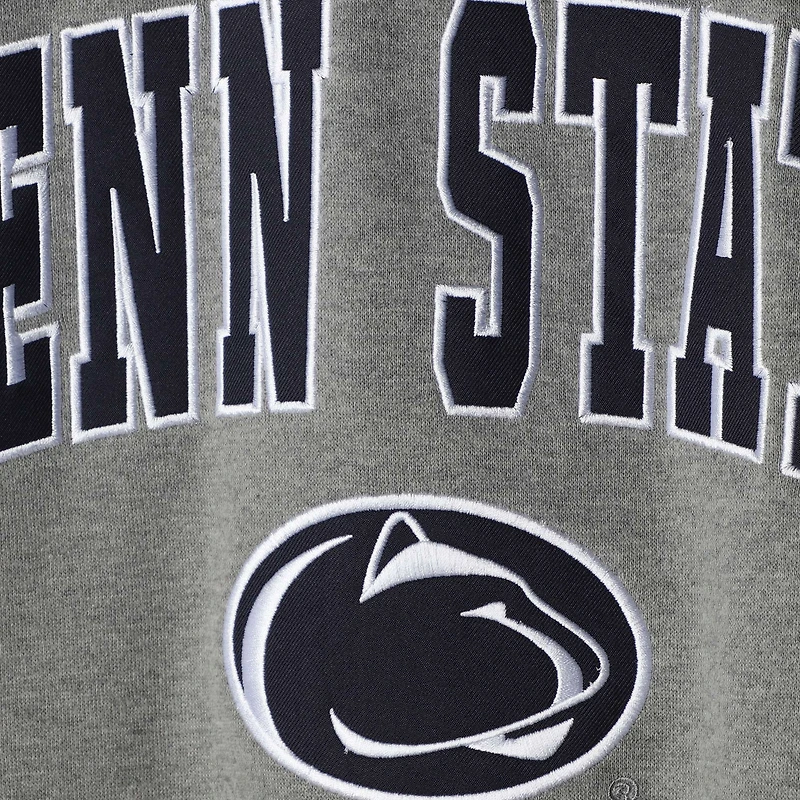 Men's Colosseum Heather Gray Penn State Nittany Lions Arch & Logo Crew Neck Sweatshirt