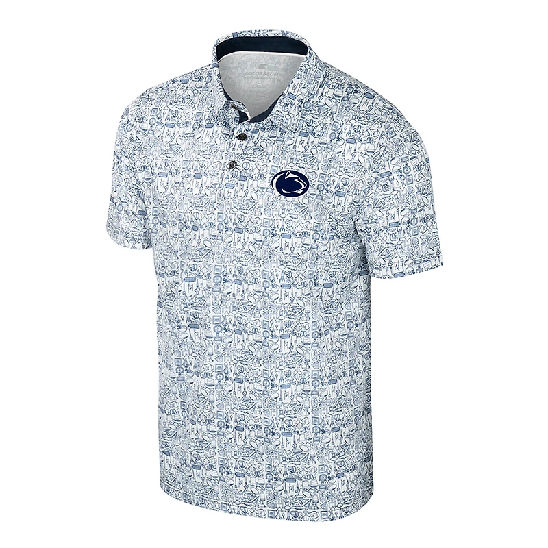 Polo Allover Penn State Nittany Lions bleu marine/blanc pour homme Colosseum Big & Tall