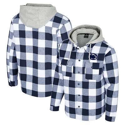 Men's Colosseum Navy/White Penn State Nittany Lions Buffalo Plaid Full-Zip Jacket