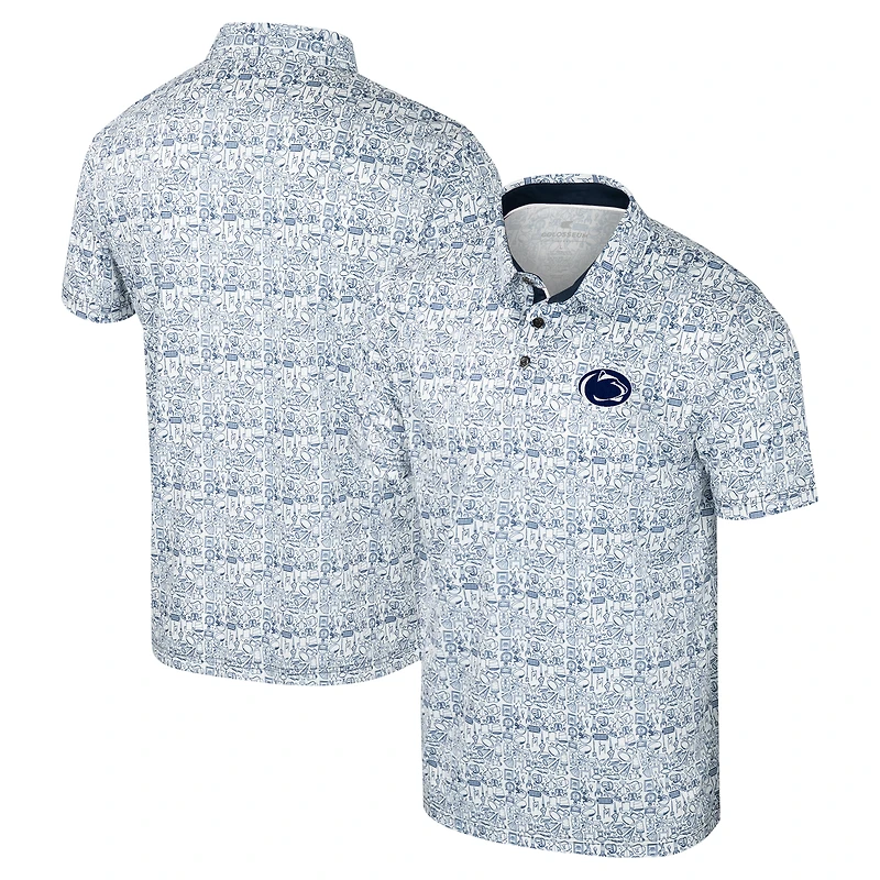 Men's Colosseum Navy Penn State Nittany Lions It's Time! Allover Print Polo