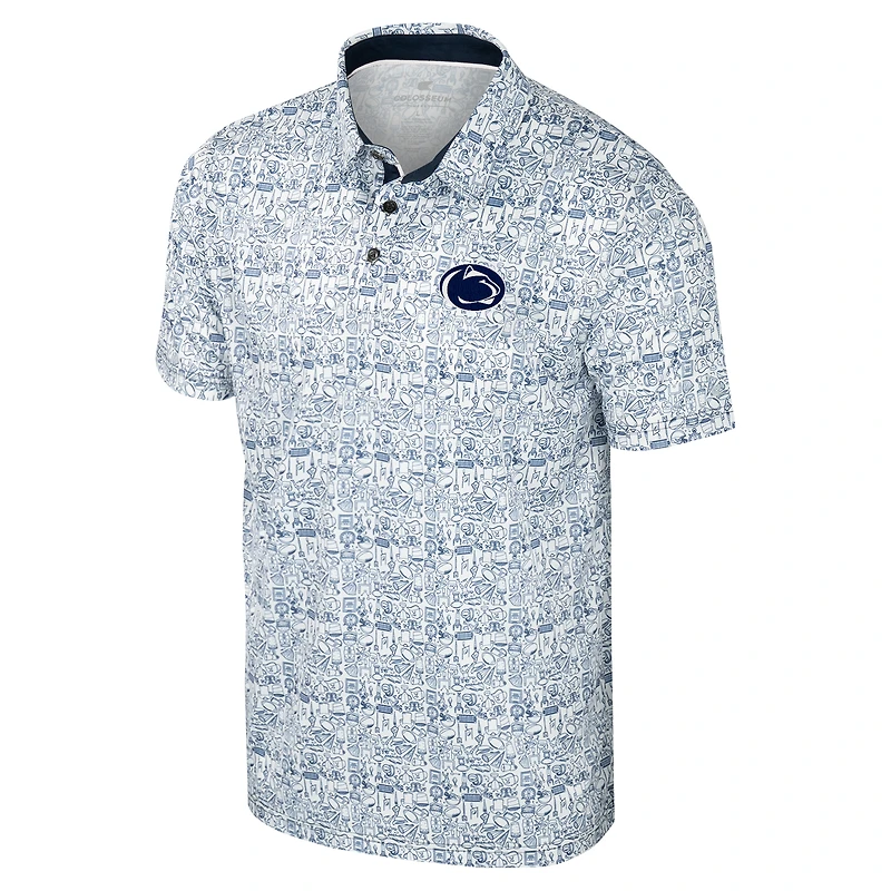 Men's Colosseum Navy Penn State Nittany Lions It's Time! Allover Print Polo