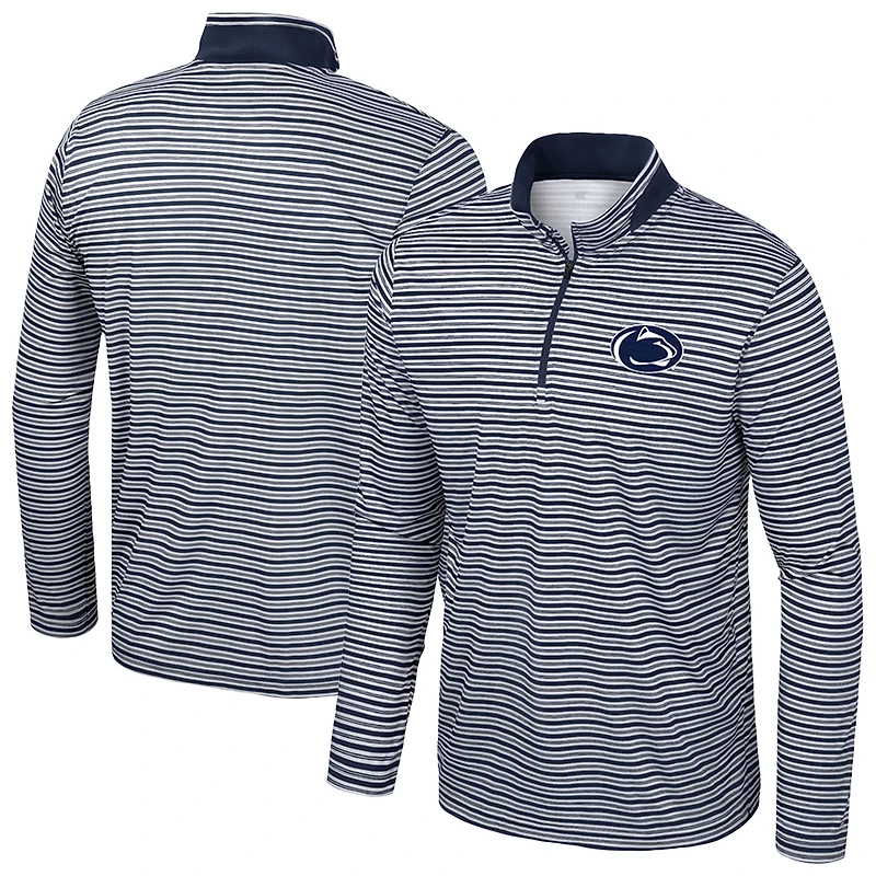 Men's Colosseum Navy Penn State Nittany Lions Striped Quarter-Zip Top