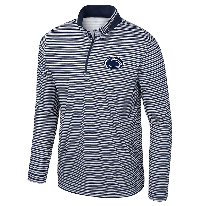 Men's Colosseum Navy Penn State Nittany Lions Striped Quarter-Zip Top