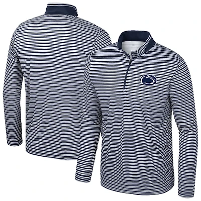 Men's Colosseum Navy Penn State Nittany Lions Striped Quarter-Zip Top