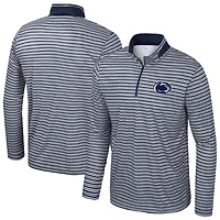 Men's Colosseum Navy Penn State Nittany Lions Striped Quarter-Zip Top
