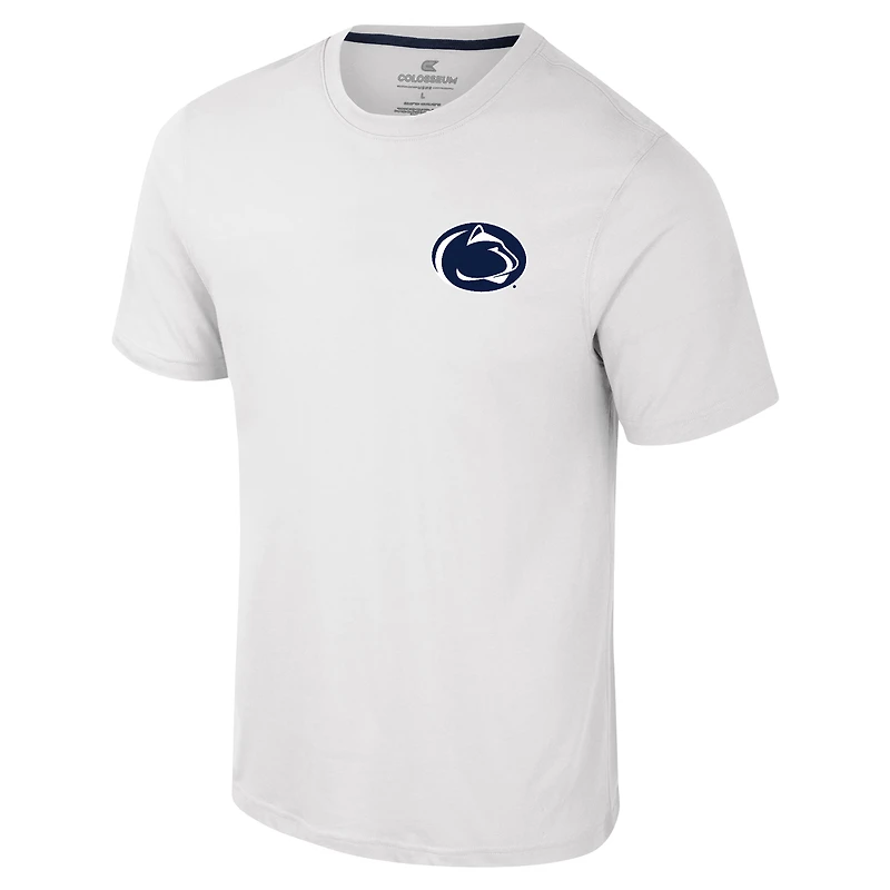 T-shirt Colosseum White Penn State Nittany Lions Logo Lockup 2-Hit Active Blend pour hommes