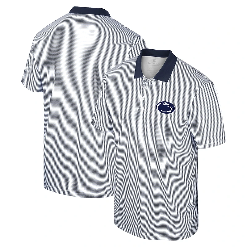 Men's Colosseum White Penn State Nittany Lions Print Stripe Polo