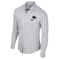 Men's Colosseum x Wrangler White Penn State Nittany Lions Plaid Window Pane Long Sleeve Full-Snap Shirt