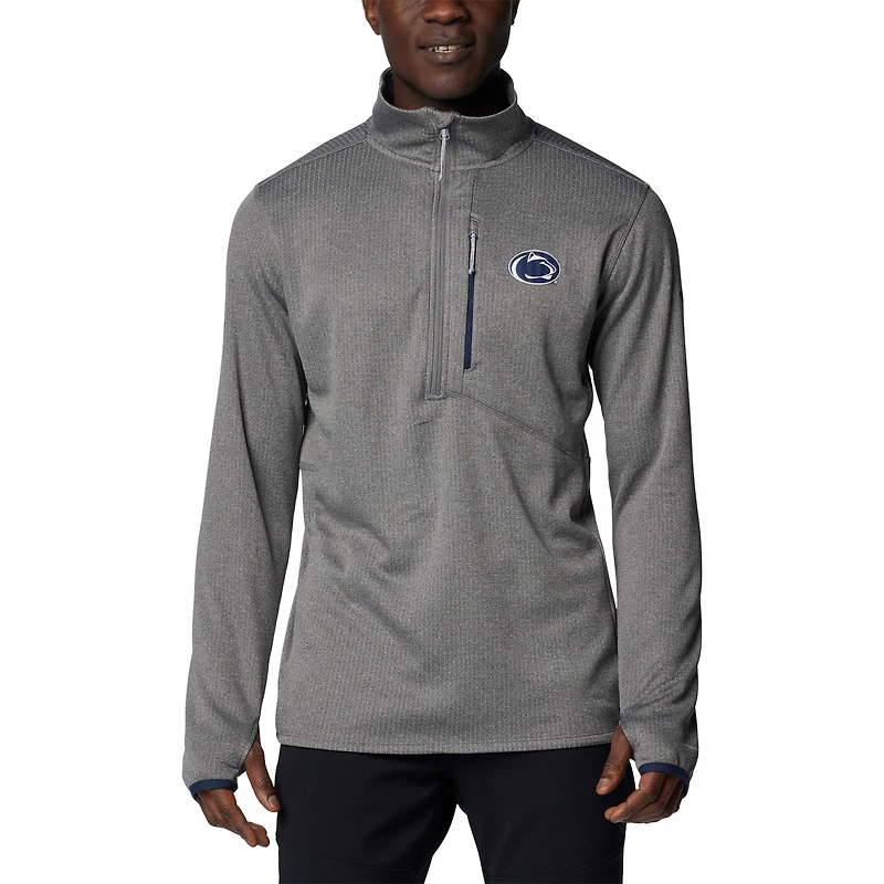 Veste à demi-zip en polaire omni-mèche Columbia Grey Penn State Nittany Lions Park View Grid pour hommes
