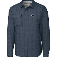 Men's Cutter & Buck Anthracite Penn State Nittany Lions Rainier Full-Snap Shirt Jacket