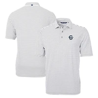 Polo recyclé à rayures écologiques Virtue pour homme, gris Cutter & Buck, Penn State Nittany Lions, grandes tailles, avec logo de l'équipe