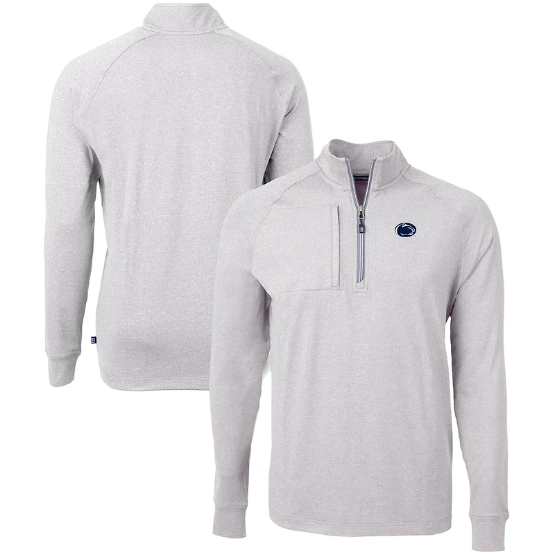 Pull-over zippé en tricot écologique Adapt Big & Tall pour homme, gris chiné, Cutter Buck, Penn State Nittany Lions