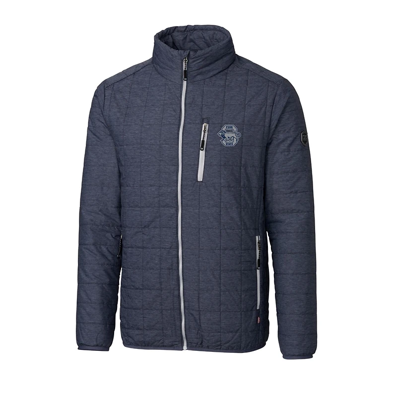 Doudoune isolante entièrement zippée Rainier PrimaLoft Eco pour homme, bleu marine chiné, avec logo de l'équipe Penn State Nittany Lions, grande taille et